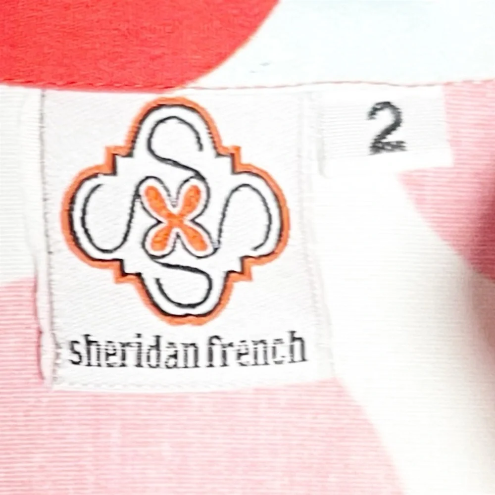 Sheridan French Embellished red and blue Tunic size 2 preppy game day bold print - Picture 3 of 3